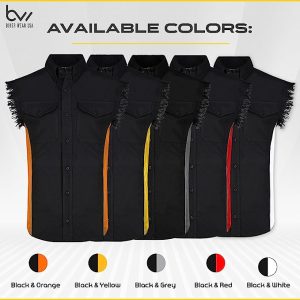 MEN'S SLEEVELESS DENIM SHIRTS - 2-TONE - WITH VERTICAL REFLECTIVE SAFETY LINING