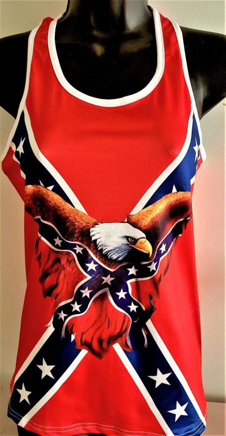 Rebel Flag with American Eagle Racerback Tank Top - L